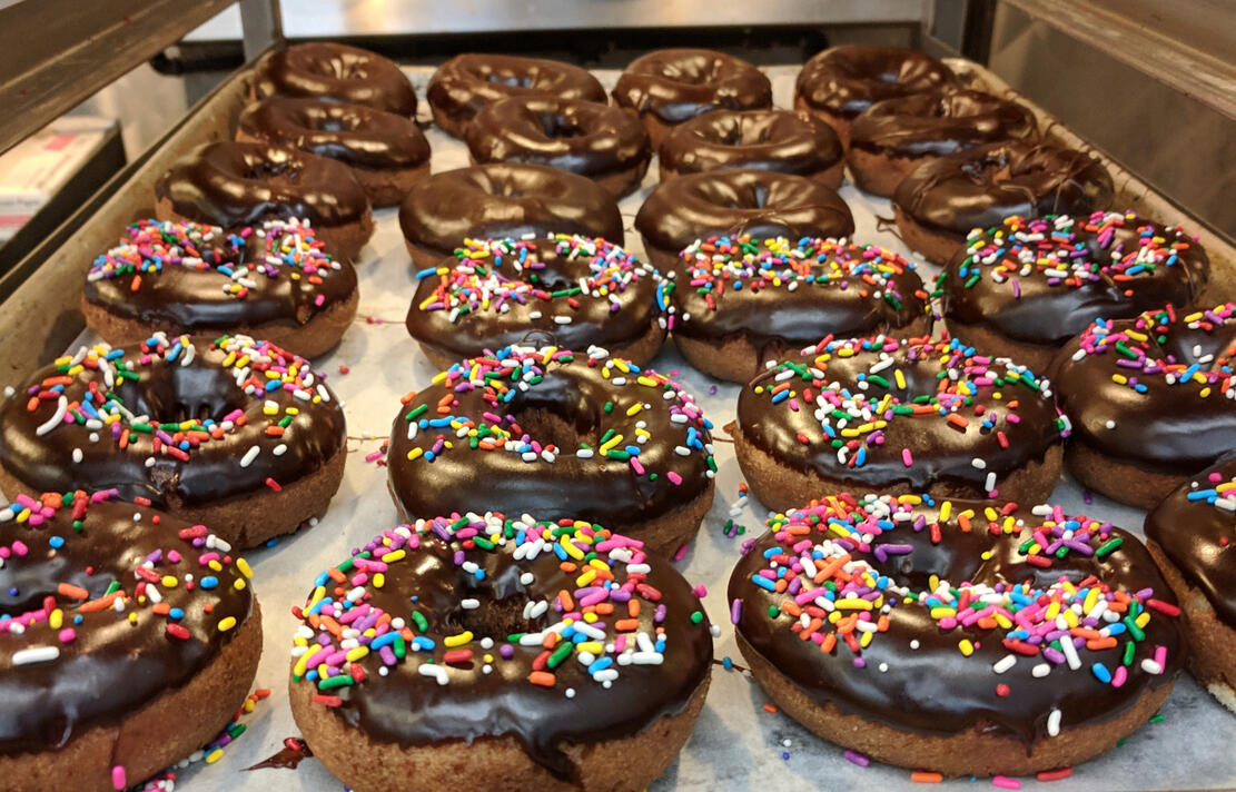 chocolate iced cake donuts