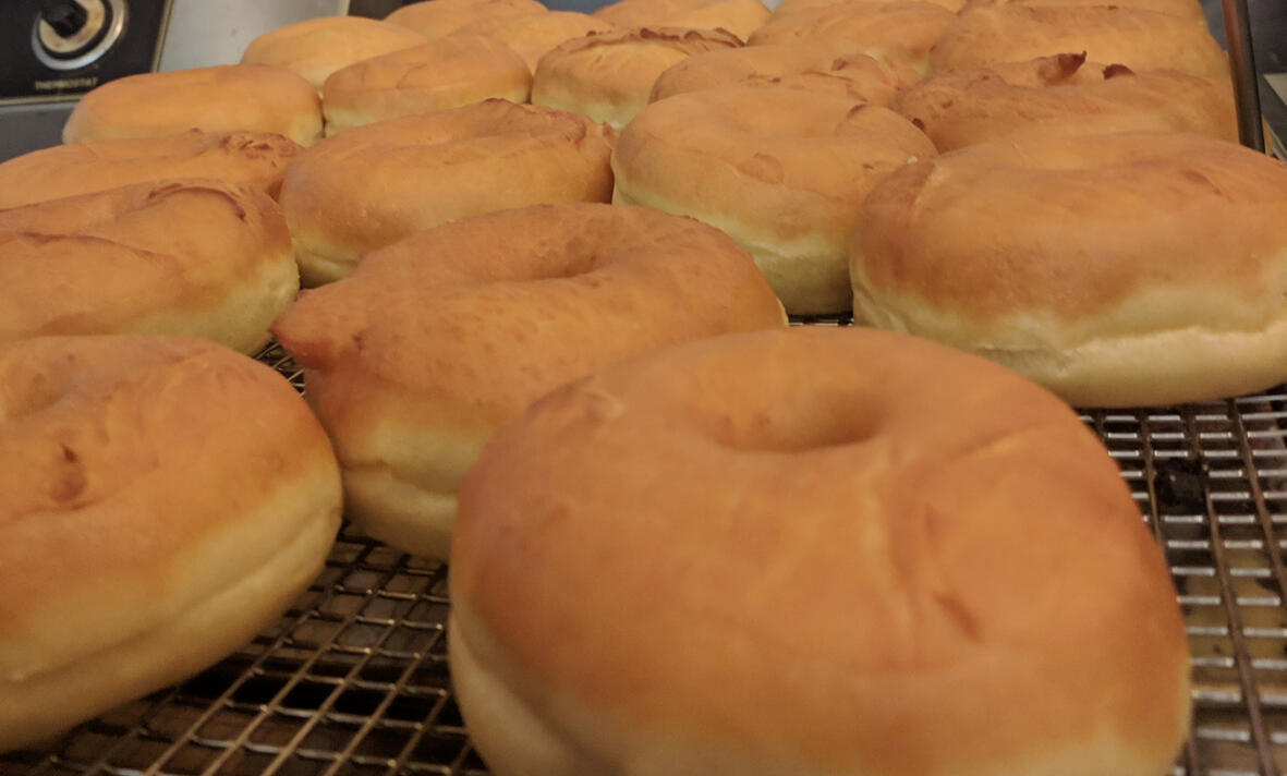 freshly fried yeast donuts