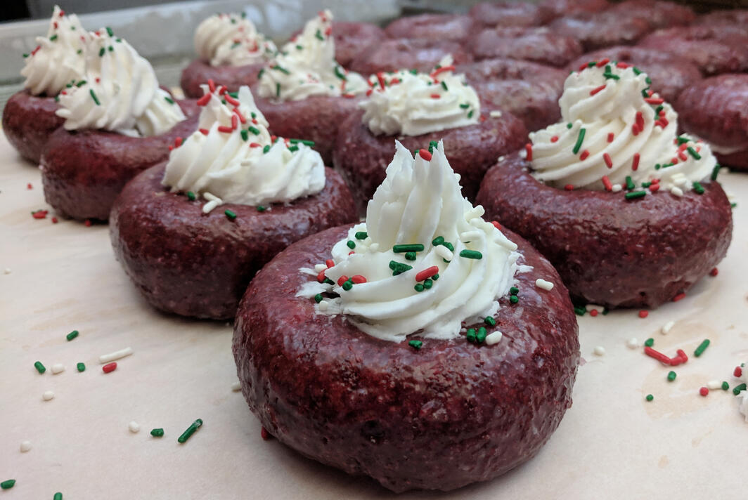 red velvet cream cheese cake donuts